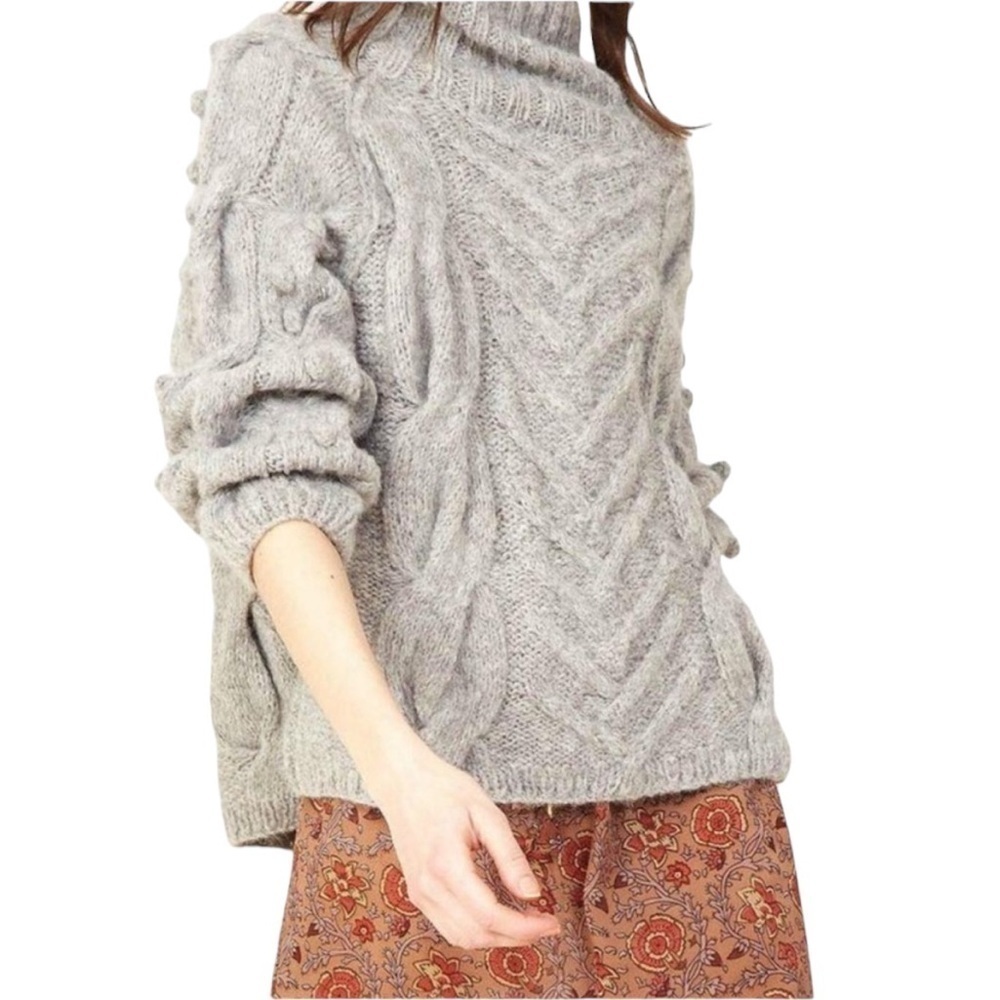 ULLA JOHNSON BRUNA‎ BABY ALPACA CABLE KNIT TURTLENECK SWEATER SIZE MED